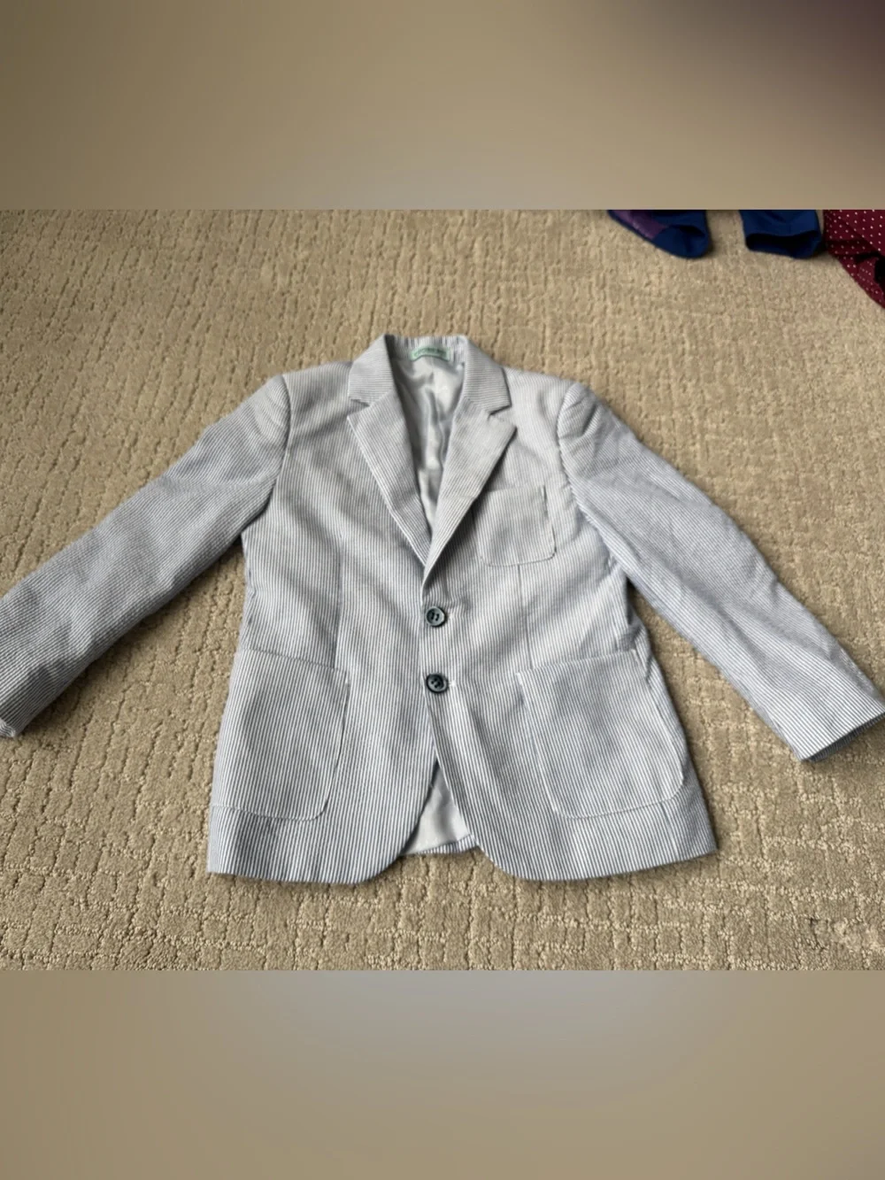 Light Blue White Pinstriped Blazer and Button Down Shirt Size 7
